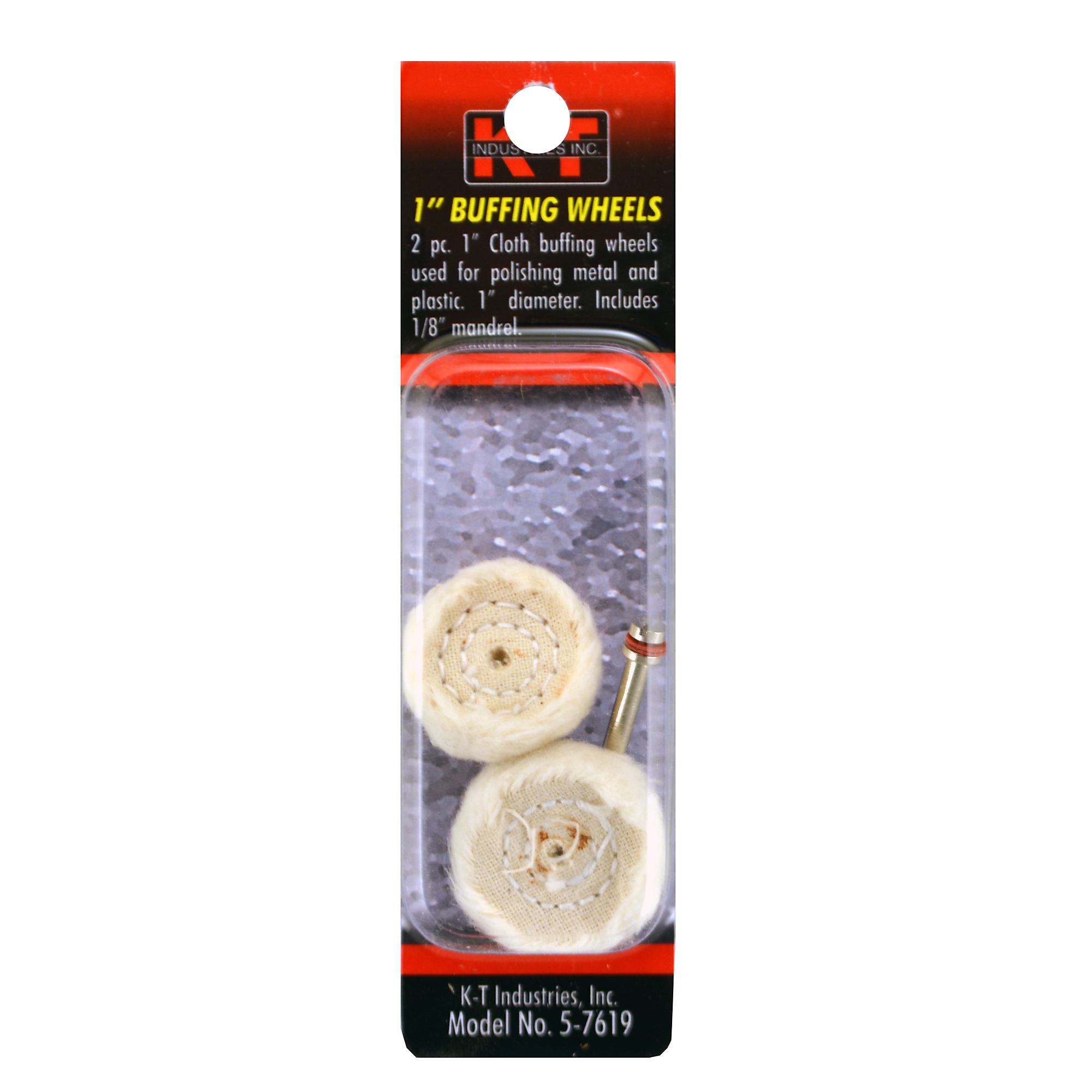 K-T Industries Cloth Buffing Wheels with Mandrel — 1in., 3 Pcs, Model# 5-7619